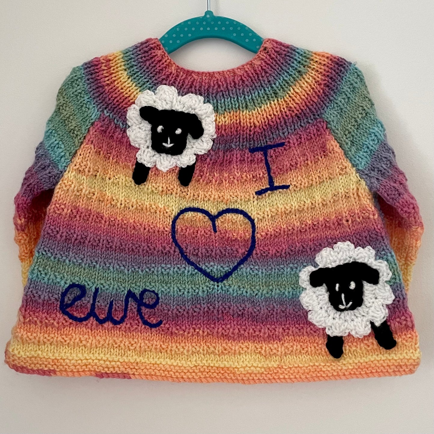 "I Heart Ewe” Handmade Cardigan Size Approx 1-2 Years
