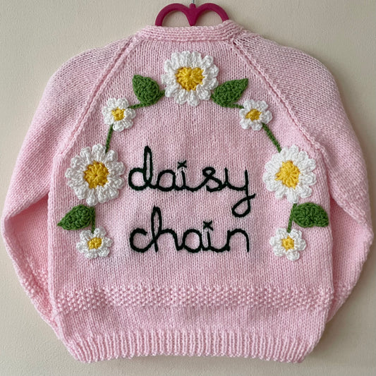 "Daisy Chain” Handmade Cardigan Size Approx 2-3 Years