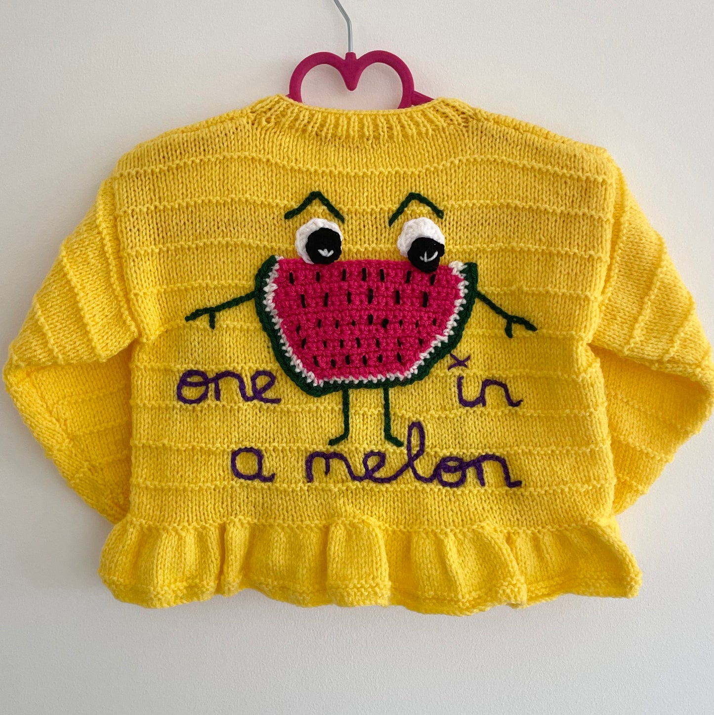 “One In A Melon” Handmade Cardigan Size Approx 3-4 Years