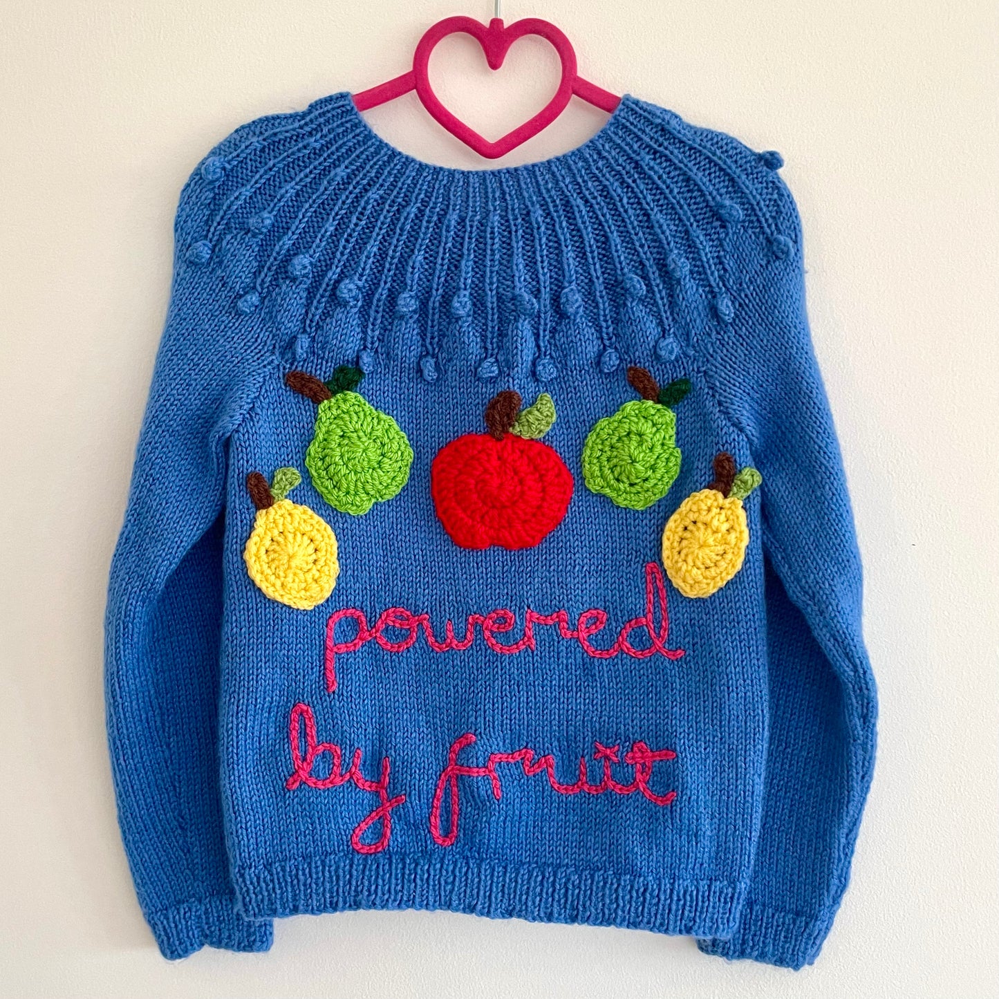 “Powered By Fruit” Handmade Cardigan Size Approx 3-4 Years