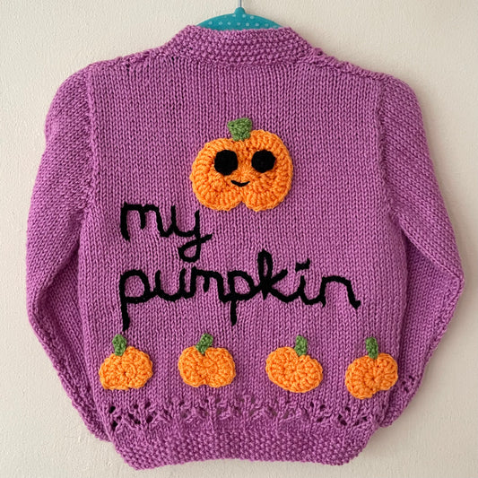 “My Pumpkin” Halloween Handmade Cardigan Size Approx 12-18 months