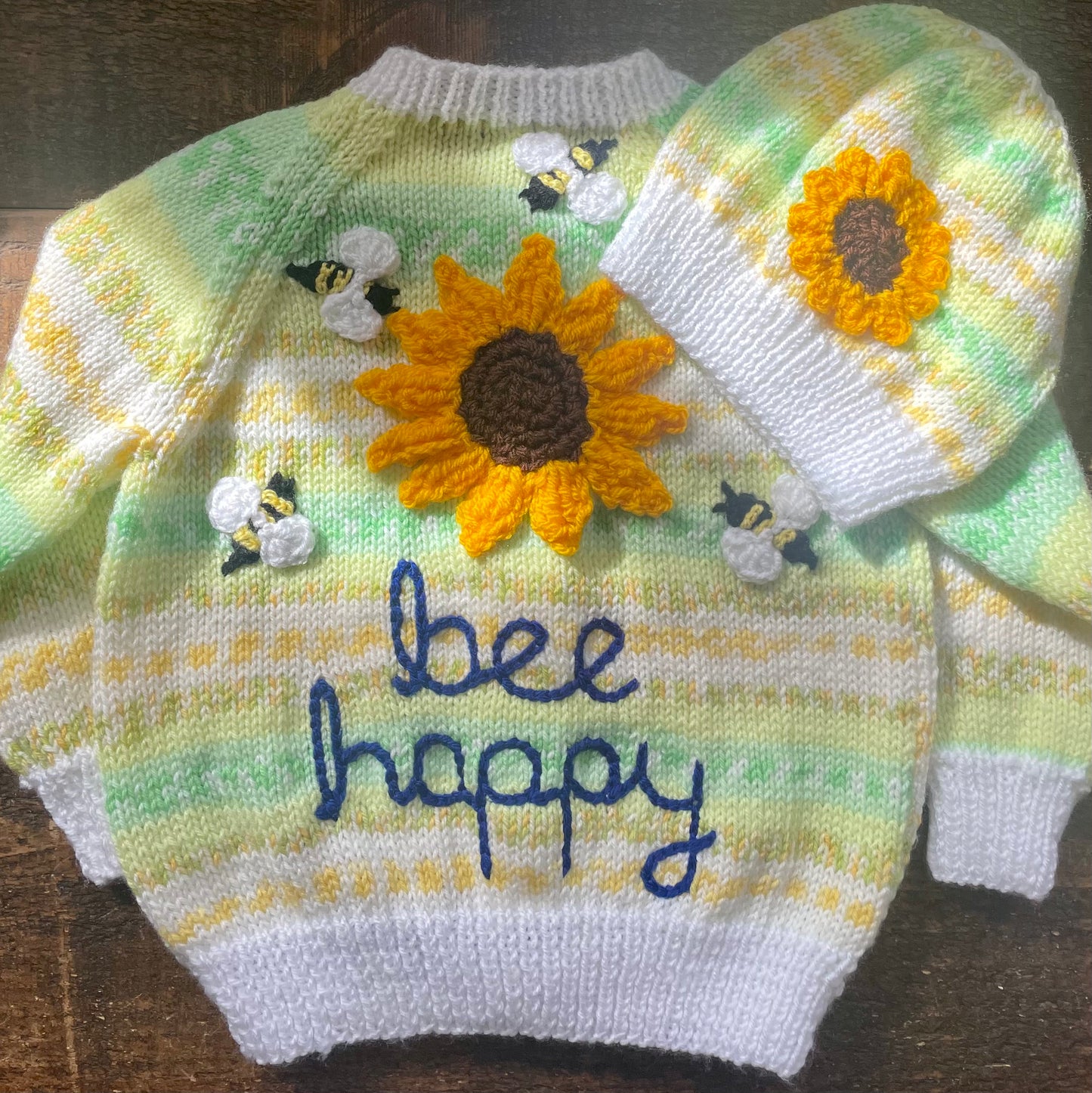"Bee Happy” Handmade Cardigan Size Approx 2-3 Years
