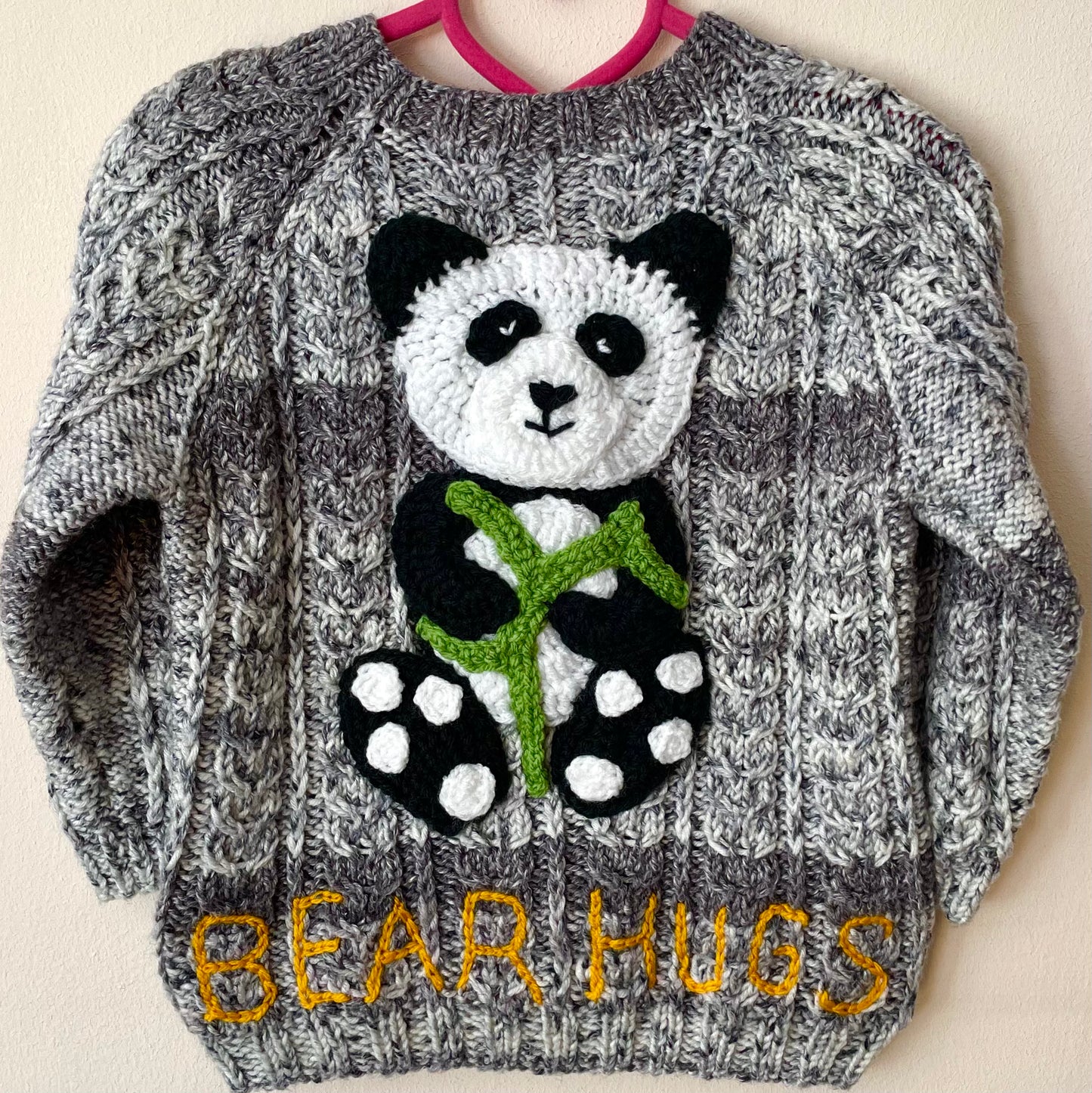 “Bear Hugs” Panda Handmade Cardigan Size Approx 2-3 Years