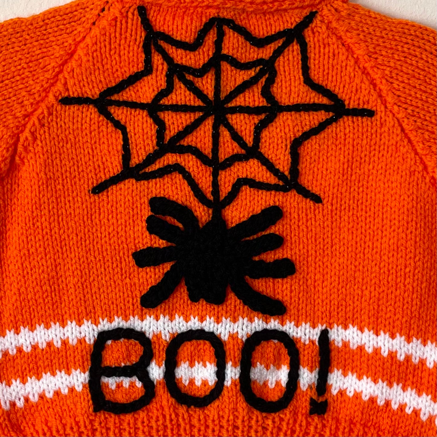 “BOO!” Spider & Web Handmade Cardigan Size Approx 1-2 Years