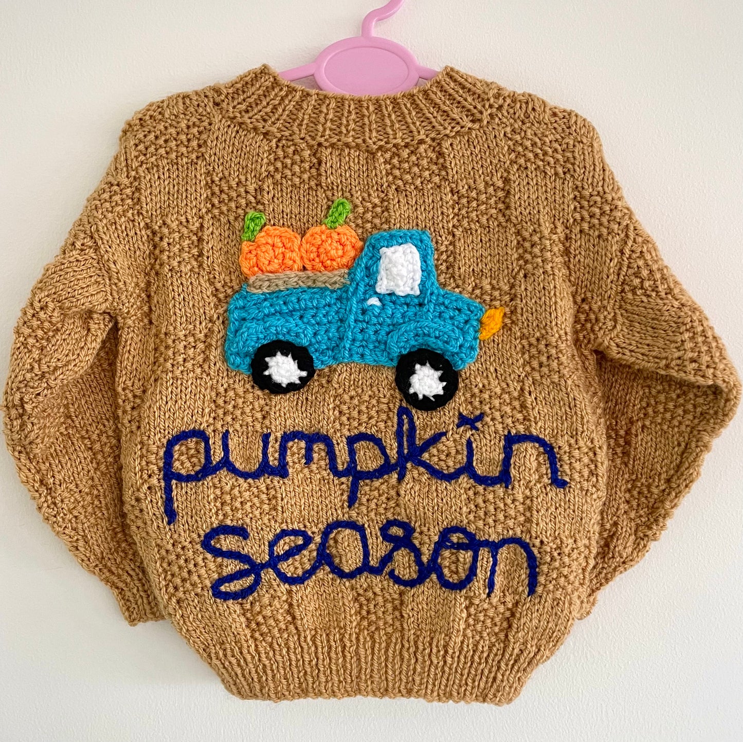 “Pumpkin Season” Halloween Handmade Cardigan Size Approx 6-12 months
