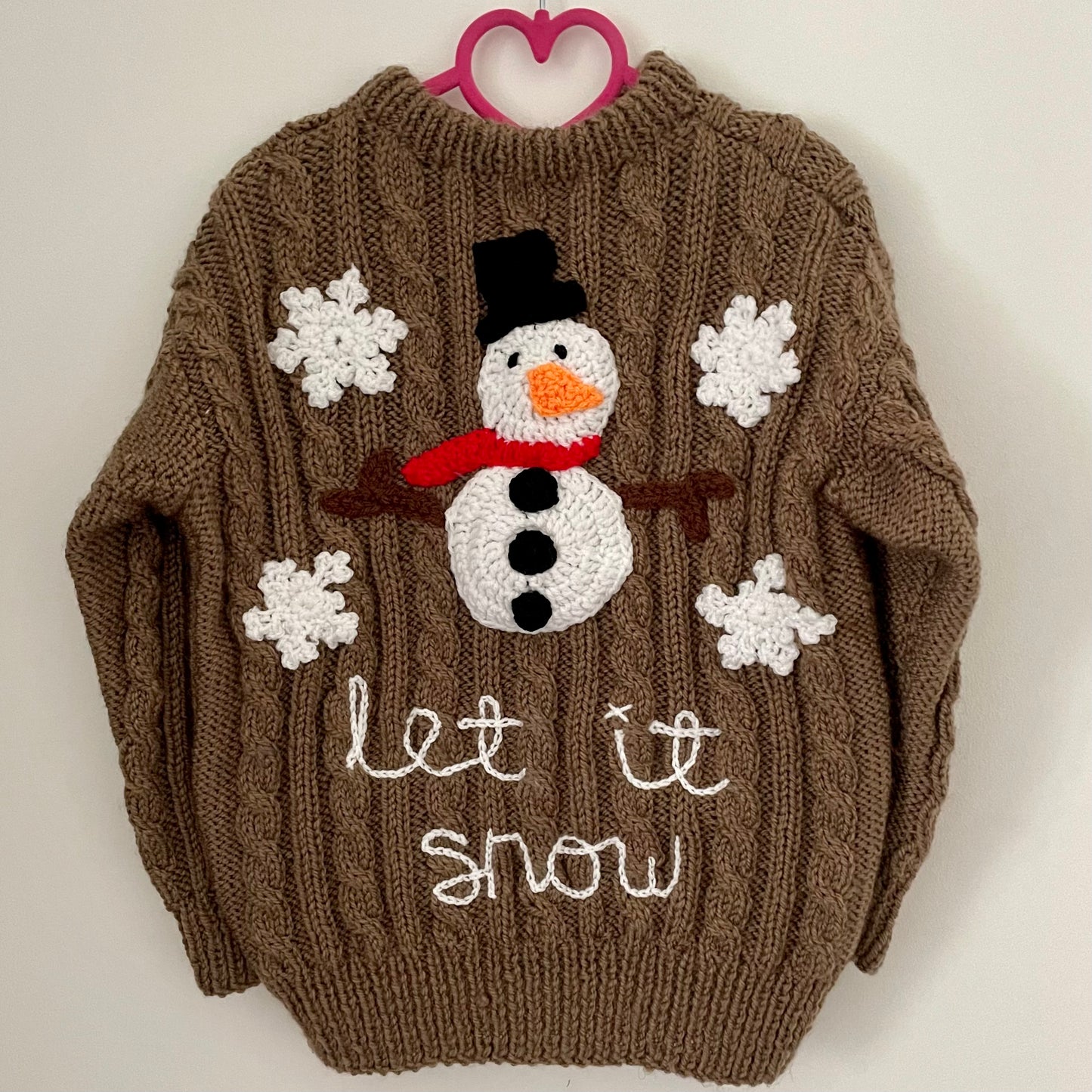 "Let It Snow” Christmas Handmade Cardigan Size Approx 4-6 Years