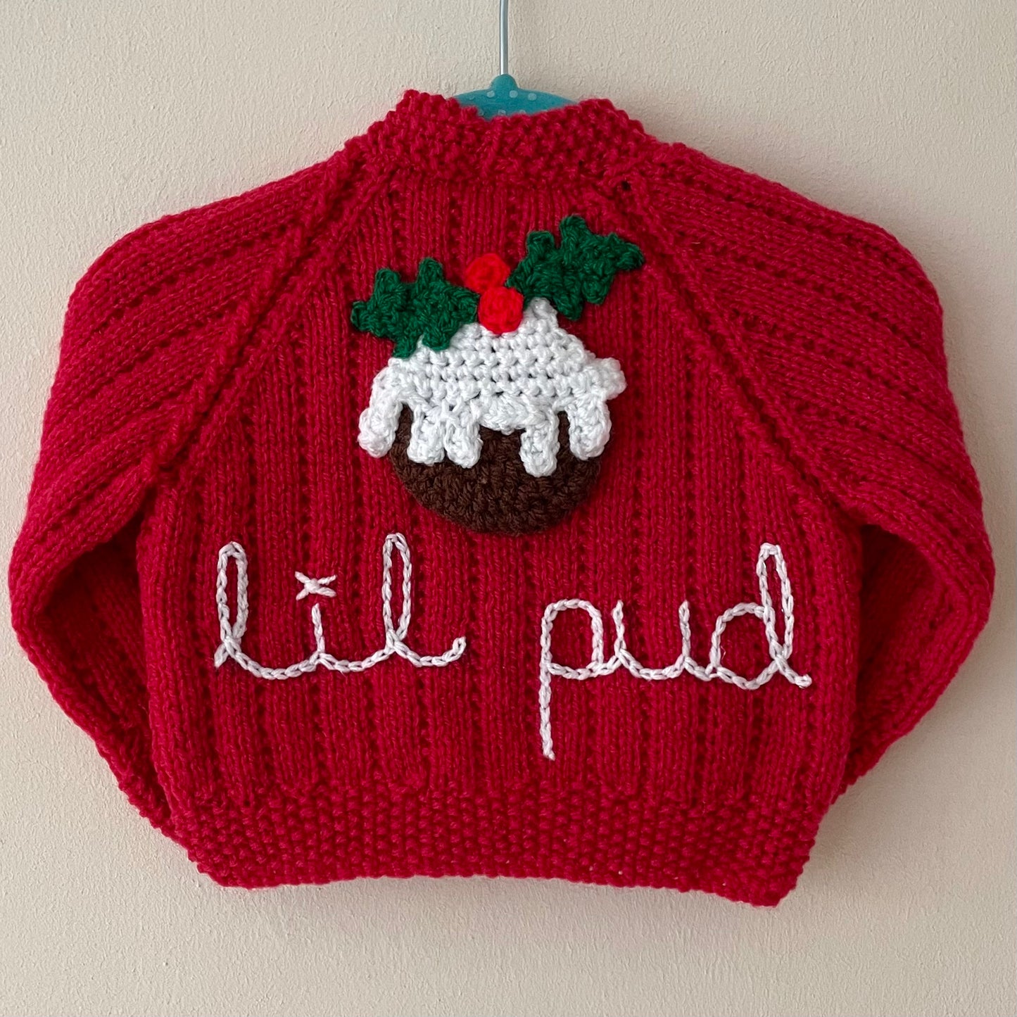 🎄Day 12🎄“Lil Pud” Handmade Christmas Cardigan Size Approx 0-3 months